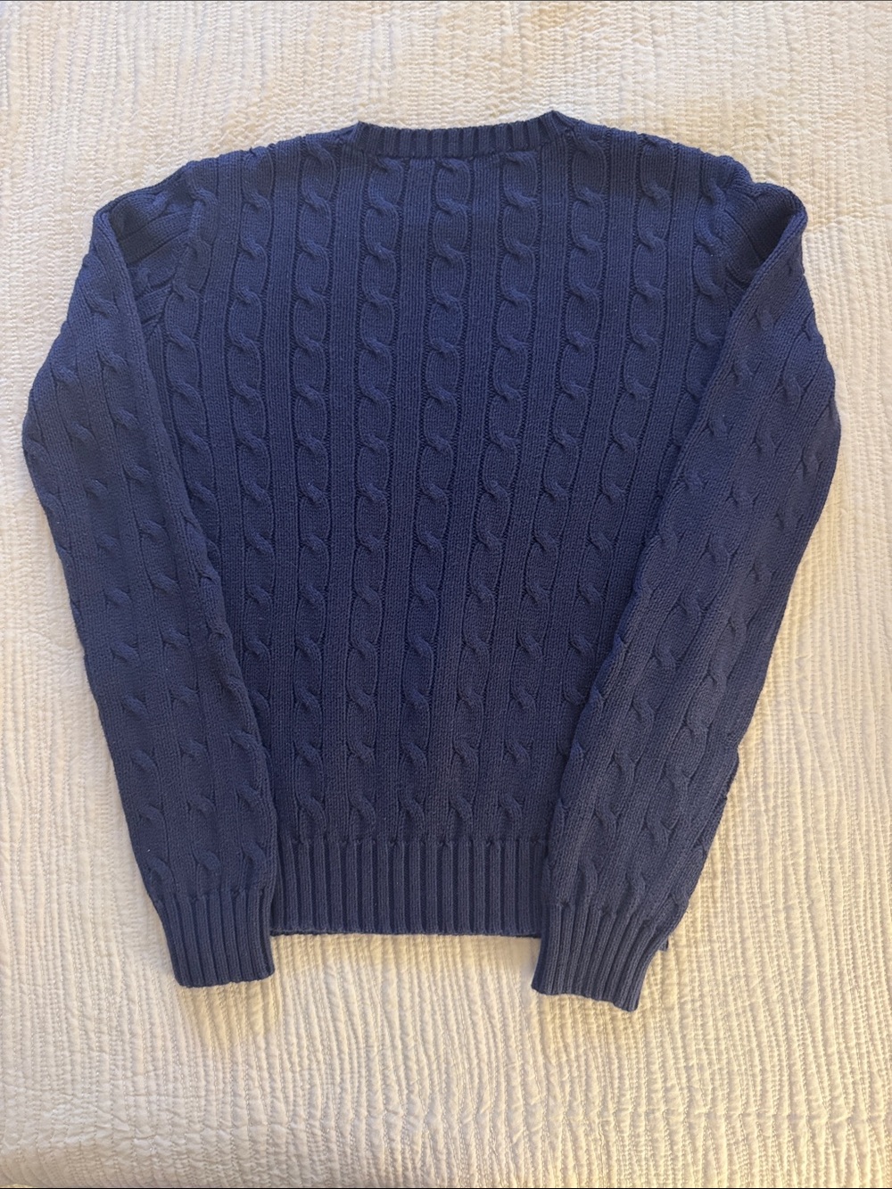 Polo Ralph Lauren 100% Cotton Cable Crewneck Sweater - Hunter Navy Pink/Red Pony - Picture 3 of 8